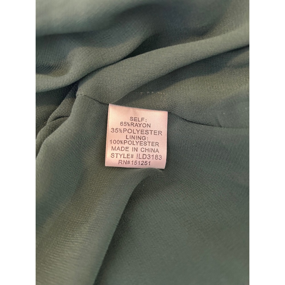 In Loom Wrap Dress Medium Green Ruffle Flutter High Low - Picture 6 of 6
